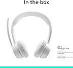 Logitech Zone 300 Wireless Bluetooth Headset with Noise-Canceling Microphone, Compatible with Windows, Mac, Chrome, Linux, iOS, iPadOS, Android – Off-White