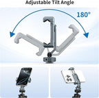 VRIG PH-18 Metal Phone Tripod Mount with Cold Shoe & 1/4"-20 Screw Holes, 360° Rotation Horizontal & Vertical Shooting, Adjustable Angle Smartphone Holder Tripod Adapter for iPhone, for Samsung