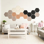 Mollywell Hexagon Acoustic Panels, High Density, Soundproofing, Decorative Noise Reduction Felt Wall Tiles for Studio, Home, Office (Deep Camel, Deep Brown, Black, Light Camel), 14x12x0.4 Inch