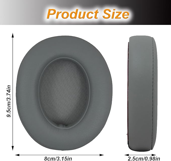 Replacement Ear Pads Cushions for Beats Studio（B0501、B0500），Beats Studio 2 & Studio 3 Wired & Wireless Headphones, Earpads with Soft Protein Leather, Noise Isolation Memory Foam - Grey (Titanium)