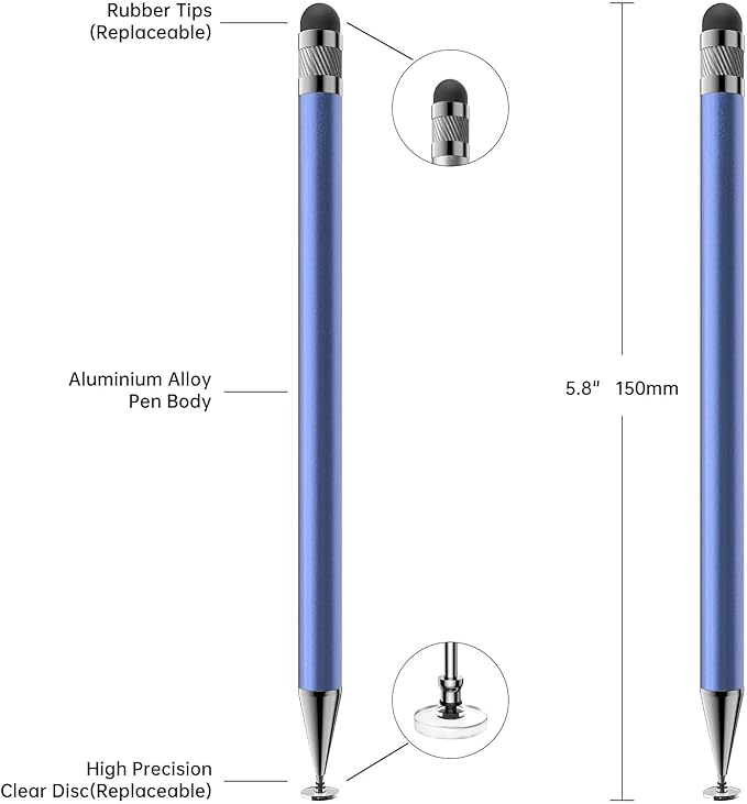 Bopomofo Stylus (5 Pcs),2-in-1 Stylus Pen for Touchscreen, High Precision and Sensitivity, Suitable for iPhone/ipad/Android Tablets, Compatible with All Touch Screens,Blue