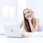 B BELK Compatible with MacBook Air 13 inch Case 2025 2024 2023 2022 M4 M3 M2 A3240 A3113 A2681, Plastic Laptop Hard Shell +Keyboard Cover +Screen Protector for MacBook Air 13.6 inch Case, Shiny Pearl