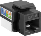 Cmple - Cat6 Keystone Jack Insert Punch Down RJ45 Connectors RJ45 90 Degree Female for Wall Plates, Patch Panels, Patch Cables, Ethernet Cables - Black