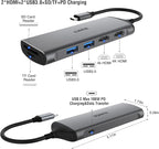 USB C Docking Station Dual Monitor, 7-in-1 Laptop Dock with 2 HDMI,100W PD, USB 3.0, SD/TF Card Reader Ports, Laptop Docking Station for Dell, HP, Lenovo, Surface and More