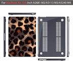 Teryeefi Compatible for 2022-2024 MacBook Air 13.6 inch Case M3 A3113/ M2 A2681, Flowers Hard Shell Case&Keyboard Cover&Type C Adapter for MacBook Air M3 M2 with Touch ID, Leopard Skin Pattern