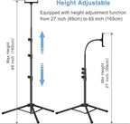 Ipad Tripod Stand, Gooseneck 65" Height Adjustable Floor Stand with 360° Rotating iPad Tripod Mount for iPhone,iPad pro,Kindle and All 4.5-12.9 Inch Tablet and Phone