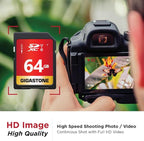 GIGASTONE 64GB SD Card 5-Pack UHS-I U1 Class 10 SDXC Memory Card High Speed Full HD Video Canon Olympus Digital Camera, with 5 Mini Cases