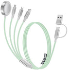 4-in-2 Charging Cable for Apple Watch Charger/Samsung/iPhone Charger,Car/Office/Camping/Travel Essentials,Type C Cable Multi Cord for iWatch Ultra/10-2/iPhone 16-11/Samsung S25-S20,iPad,airPods-Green