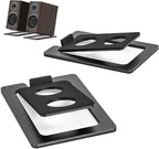 Metal Desktop Speaker Stands Pair, 15° Tilted Steel Tabletop Bookshelf Speaker Wedge with Damping Foam Pads for Small Medium Speakers, Suitable for PC, Gaming, and Studio