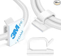 XHF 3/4” Adhesive Cable Wire Clips White 120pcs, Cable Staples Outdoor Cable Management Wire Organizer Cord Holder for Under Desk, Car, Wall, TV PC Ethernet Cable