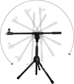 AxcessAbles Low-Profile Microphone Tripod Stand with Boom Arm | Adjustable Height Short Floor Mic Stand with Boom | Kick Drum Mike Stands |Guitar Amp Stands (2-Pack)