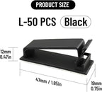 Adhesive Cable Clips Holder, Outdoor Light Clips, Black Cord Wire Clips, Sturdy Nylon Cord Wall Finisher Wire Clamp for Home, Car, Office Desk Wire Management (Black, L-50 PCS)
