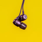 LUDOS Clamor Wired Earbuds in-Ear Headphones, 5 Years Warranty, Earphones with Microphone, Noise Isolating Ear Buds, Memory Foam for iPhone, Samsung, School Students, Kids, Women, Small Ears - Brown