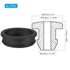 PATIKIL 52.6mm / 2-1/16 Inch Drill Hole,1-13/16 Inch ID Rubber Grommets, 3Pcs Top Hat Grommet for Wiring Eyelet Ring Gasket Automotive Firewall Cable Hole Plugs Wires Protection, Black