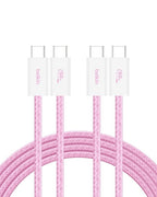 Belkin USB C to USB C Cable 2-Pack, 6.6ft, 60W - Type C Charger, iPhone Charger Cord, Soft, Braided, Flexible for iPhone 16, Galaxy S25, Pixel 9, Airpods, iPad Pro & More, Travel Essentials - Pink