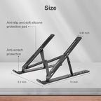Ergonomic and Foldable Laptop Stand for Desk, Adjustable Riser, Fits All Laptops and Notebooks up to 17,Ultra-Thin,Ventilated Cooling,ABS+Silicone,Black.