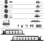 N NOROCME 192 PCS Cable Management Kit 4 Wire Organizer Sleeve,11 Cable Holder,35Cord Clips 10+2 Roll Cable Organizer Straps and 100 Fastening Cable Ties for Computer TV Under Desk, black,clear