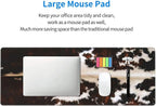 Gaming Mouse Pad, Large Non-Slip Rubber Base Mousepad, Keyboard Mouse Mat, Desk Pad with Stitched Edges, 31.5x11.8inch, Brown Cowhide