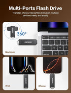 512GB Flash Drive Intended for iPhone, Memory Stick Storage Files Photos Videos Backup, Compatible with iPhone iPad Android PC, Plug and Play, No Application Required (Metal Gray)