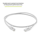 TRUECABLE Cat6 Component Rated Patch Cable, Unshielded (U/UTP), 3ft, White, 28AWG Solid Copper, Snagless 10G High-Speed Ethernet Cable, PoE++ 4PPoE 100W, UL Listed, RoHS-3, 1 Pack
