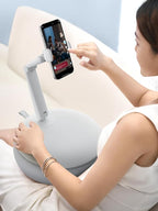 SAIJI Cell Phone Pillow Holder mini iPhone Stand for Bed, Upgraded mini Angle & Height Adjustable Phone Pillow Stand for Watching Video On Bed/Sofa/Lap, Fit for 4.7"-7.0" Device (Gray)