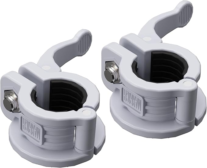 MAXRICH T Barbell Clamp 1 inch Multiple Sizes & Adjustable Weight Clips for Barbell Quick Release Barbell Clips|Barbell Collar Bar Locks for Weight Lifting (Gray)