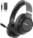 Wireless Bluetooth Headsets with Microphone for Computer, Headphone Foldable Over Ear Soft 40H with Retractable Mic, USB Dongle for PS5 PS4 PC Cellphone Laptop