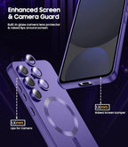 Magnetic for Samsung Galaxy S24 FE Case [Compatible with MagSafe][Built-in Camera Lens Protector] Slim Soft Silicone Bumper Shockproof Metallic Luster Phone Cover (Purple)