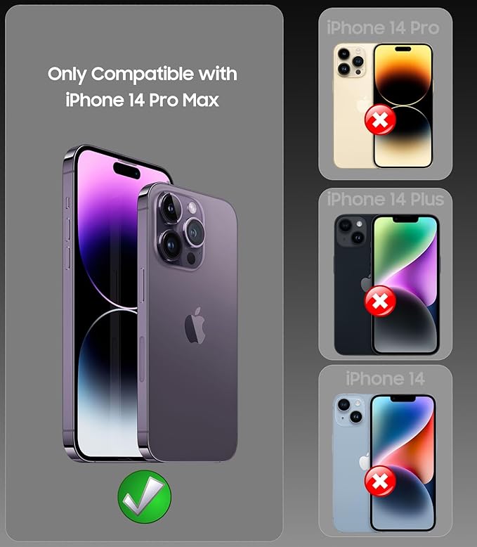 Magnetic for iPhone 14 Pro Max Case, Compatible with MagSafe, Built-in Camera Lens Protector, Logo View, Military Grade Drop Proof Phone Case Cover, Titanium Gray