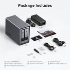 UGREEN NASync DXP2800 2-Bay Desktop NAS, Intel N100 Quad-core CPU, 8GB DDR5 RAM, 2.5GbE, 2X M.2 NVMe Slots, 4K HDMI, Network Attached Storage (Diskless)