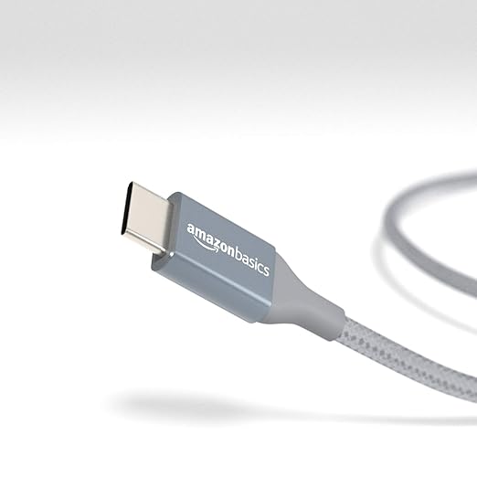 Amazon Basics USB-C to USB-A 2.0 Fast Charger Cable, Nylon Braided Cord, 480Mbps Speed, USB-IF Certified, for Apple iPhone 16/15, iPad, Samsung Galaxy, Tablets, Laptops, 6 foot, Dark Grey