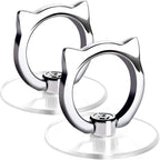 Cat Phone Ring Holder - EI Sonador Clear Cell Phone Ring Holder Transparent Stand Finger Grip (2 Silver Cat)
