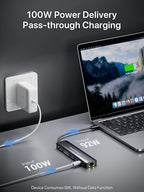 USB C Hub Multiport Adapter, DockteckExpand USB C Dongle 7 in 1 with 4K 60Hz HDMI Port, 1Gbps Ethernet, 100W PD, 2 USB 3.0 Ports, SD/TF Card Reader for MacBook iPad HP Dell XPS and More