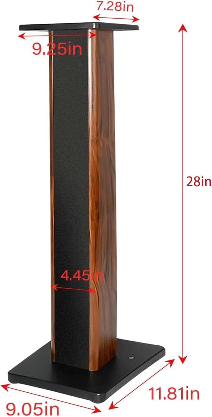 Speaker Stands Wood Grain 28 Inch Universal Floor Speaker Stands Pair Heavy Duty Surround Sound Speaker Monitor Stand for Home Theater with Sand Filling Tuning Function - 1 Pair