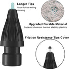Upgraded Pencil Tips fits for Apple 2nd 1st Gen USB-C iPad Pro Pencil,No Wear Out Fine Point Apple Pen Tip &Noiseless Friction Nib Covers Set, Make iPencil 1 / Pencil 2 Work Like a Charm,Black
