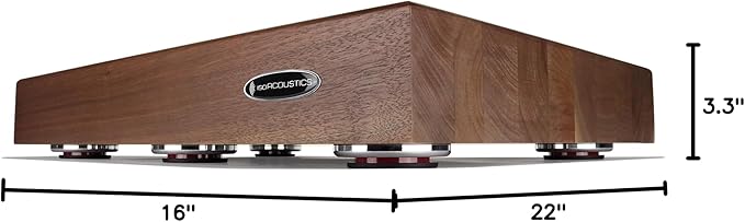 IsoAcoustics Delos Turntable Isolation Butcher Block Series: 2216W2 (22" W x 16" D x 3" H) Walnut