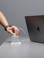 Pixel 100 USB C Charger 100W Laptop GaN Charger 4-Port Fast Charging with Dot-Matrix Display PD 3.0, Foldable and Compact for MacBook Air, iPhone 16