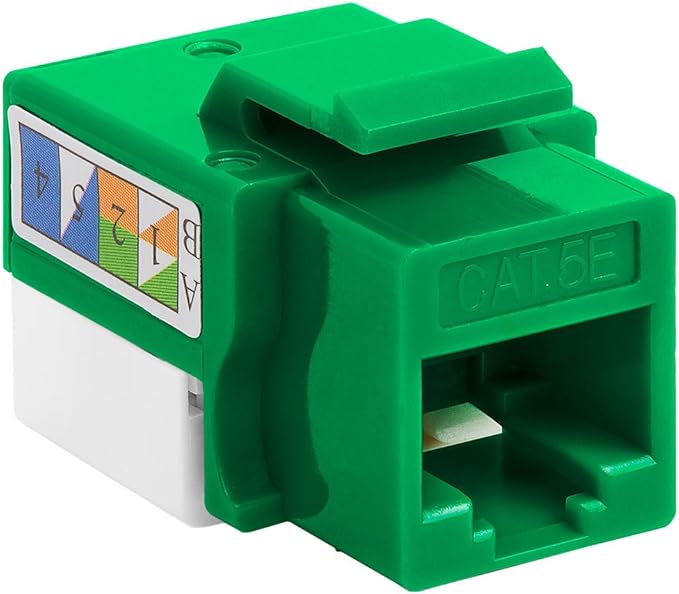 Cmple - 10 Pack Cat5e Keystone Jack Insert Punch Down RJ45 Connectors RJ45 Keystone Jack 90 Degree Female for Wall Plates, Patch Panels, Patch Cables, Ethernet Cables - Green