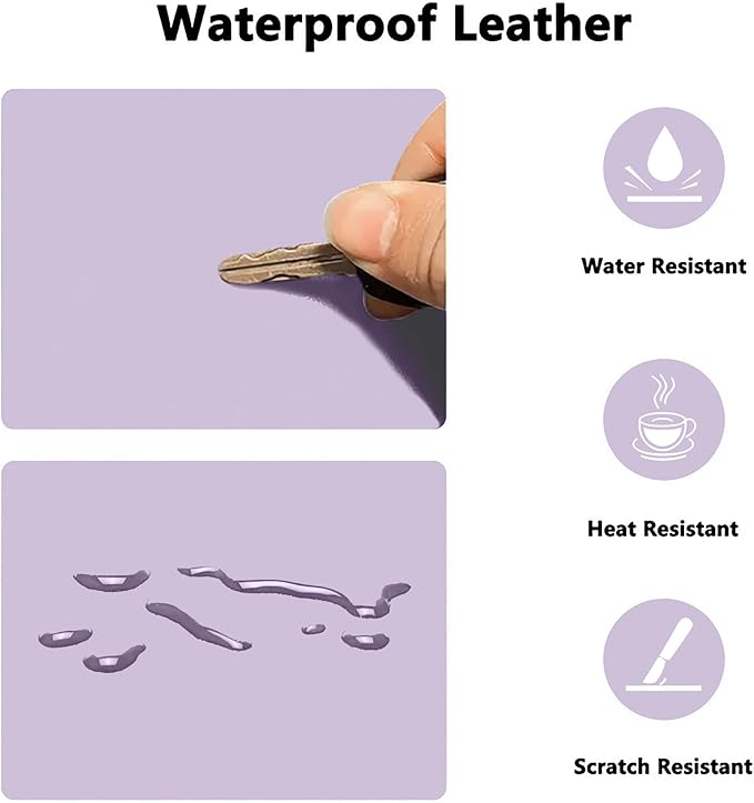 PU Leather Desk Pad Protector Gaming Mouse Pad Non Slip Desk Mat for Keyboard and Mouse Waterproof Desk Writing Pad for Office and Home Desk Accessories(Purple, 23.6 * 11.8)