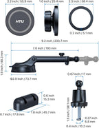 HTU for MagSafe Car Phone Mount Magnetic Phone Holder for Windshield Vent Dashboard Magnetic Suction Phone Mount for iPhone 16/15/14/13/12 & Android (Neutral Gray)