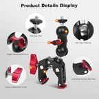 Super Clamp with Dual Ballhead Magic Arm, Aluminum Camera Clamp Mount Kit for DSLR Action Camera/Phone/Monitor/Video Light/Microphone, Camera Mount for Tripod/Desk/Tube (SY006)
