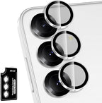 for Samsung Galaxy S25 Plus Camera Lens Protector, Individual Metal Ring Tempered Glass Lens Cover, [Strong Adsorption] Scratch Resistant Ultra-Thin HD Clear Lens Cover, 1 Set-Slivery Ring