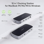3 HDMI Triple USB C Docking Station, PULWTOP Laptop Docking Station Dual 4K Display for MacBook M1/M2/M3/Windows, Universal USB C Dock with Power Adapter, PD, 10Gbps USBC/A Data,2 USB-A 2.0, Ethernet