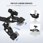 Neewer Action Camera Mount Kit with Super Clamp, Soft Tube, Adapter, Phone Holder for Flat/Round Surfaces, Compatible with GoPro, Insta360, DJI Action Camera, Smartphone
