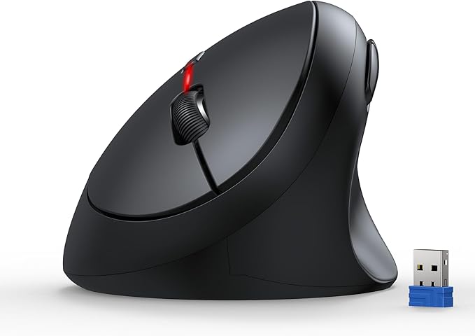 TECKNET Ergonomic Mouse, 4800 DPI Wireless Vertical Mouse, 5 Adjustable DPI Levels, 6 Buttons, 2.4G Silent Wireless Mouse for Laptop, PC, Chromebook, Mac - Black