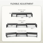 AMERIERGO Dual Monitor Stand Riser for 2 Monitors, Monitor Stand for Desk, Adjustable Computer Monitor Stand with 2 Slot, Multifunctional Desktop Organizer Stand for Laptop, PC, Computer, Printer