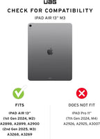 URBAN ARMOR GEAR UAG Designed for iPad Air 13" Case (1st/2nd Gen 2024-2025) M3 A3268 A3269 - Rugged Multi-Angle Viewing Folio Protective Cover w/Pencil Holder & Adjustable Stand, Metropolis SE Black