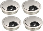 uxcell Cable Hole Cover, 2Inch/50mm Zinc Alloy Desk Wire Cord Cable Grommets Hole Cover for Office PC Desk Cable Cord Organizer, 4Pcs Wire Drawing Silver