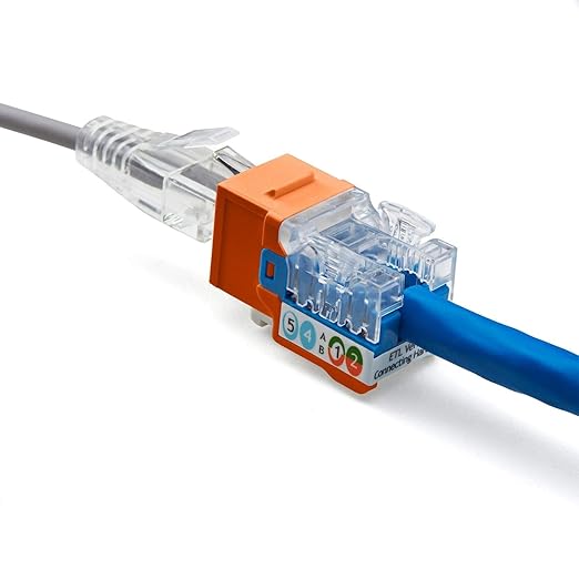 trueCABLE Cat6A Keystone Jack, Unshielded (UTP), 90 Degree Punch-Down, PoE++ (4PPoE), UL Listed, ETL Verified, ANSI/TIA Certified, Modular RJ45 Female, Orange, 12 Pack