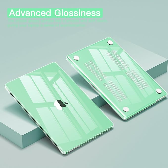 CISSOOK Compatible with MacBook Air 13.6 inch Case 2022 2024 2025 Release A2681 A3113 A3240, Plastic Hard Shell Case with USB Adapter for MacBook Air 13 inch M2 M3 M4 Chip, Clear Green